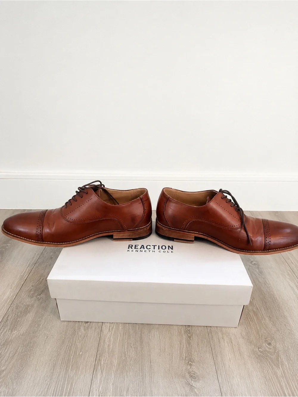 Kenneth Cole Reaction Shoes Men’s 11.5 Cognac Blake Cap Toe Oxford